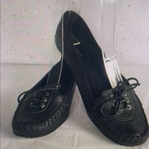 Black Leather Women's Loafers